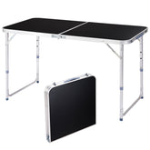 HAOYYE 4Ft Portable Multipurpose Folding Table, Lightweight Foldable Utility Table with Carry Handle, Sturdy Plastic Tabletop and Metal Legs, for Indoor Outdoor Use, Picnic, Camping, Party, Dining, Crafting, Backyard, Black